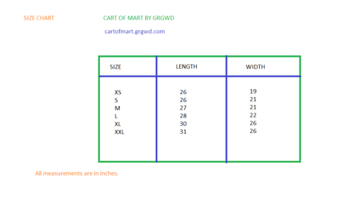 CART OF MART SIZE CHART.