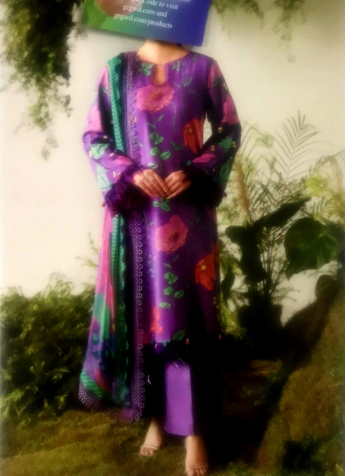 Purple color dress. GRGWD.COM. jacquard viscose